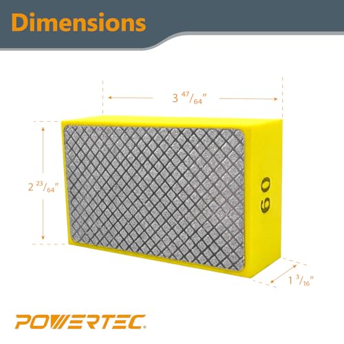 POWERTEC Diamond Hand Polishing Pads Assorted 60/100/ 200/400 Grits 4 Pack, Diamond Sanding Block for Polishing and Grinding Porcelain, Ceramic Tile, Glass, Granite, Stone, Wood & Metal (71907)
