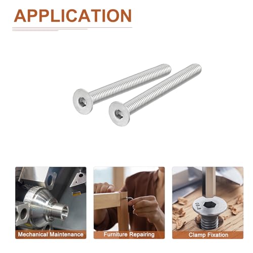 DTGN 5/16-18 x 3" Flat Head Socket Cap Screws, 25 Pack 304 Stainless Steel Hex Socket Flat Head Screws, Full Thread, Countersunk Bolts
