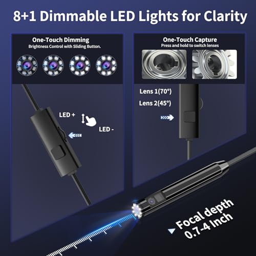 Endoscope Camera with Light, 1920P HD Borescope Inspection Camera 32.8ft Dual Lens