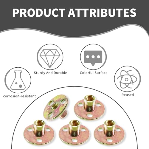10pcs 5/16" Round Base T-Nuts, 17mm Height, 36mm Flange 10 pcs 5/16*37*2.5 mm
