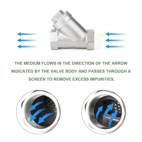 TAISHER 1PCS 304 Stainless Steel 3/8" NPT Female WYE Y Strainer Mesh Filter Valve CF8 WOG 800 3/8" BSP