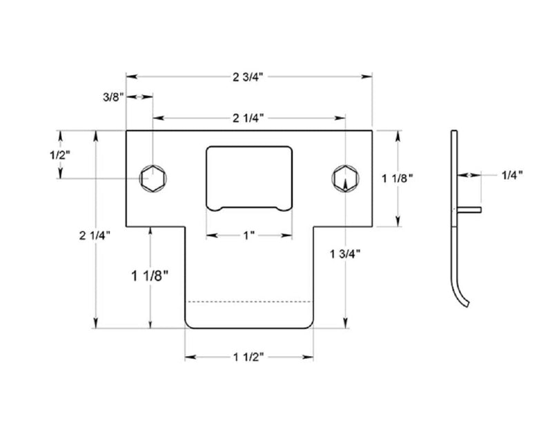 Deltana Extended T-Strike (2-3/4"X 2-1/4") Oil, Oil-Rubbed Bronze 2 1/4" Width Oil Rubbed Bronze