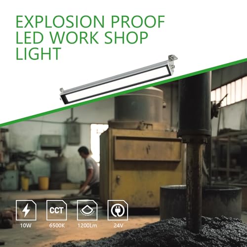 Industrial Machine LED Tube Light 10W 1200LM, 13.8In 6500K DC 24V CNC Machine Work Light IP67 Waterproof LED Explosion Proof Lighting No Plug 24.0 Volts (DC) 10.0 Watts