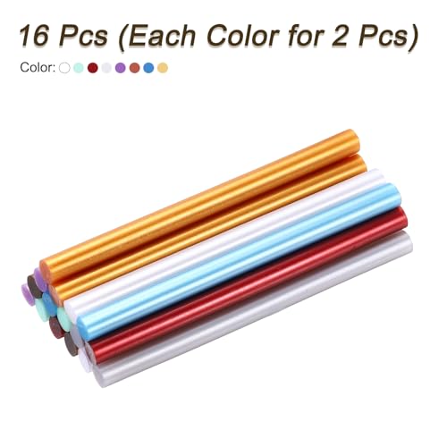 uxcell Mini Hot Glue Gun Sticks 4-inchx0.28-inch High Sticky Hot Glue Sticks, Metallic 8 Colors 16pcs