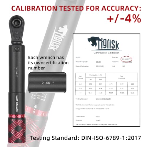 1/4 Drive Bike Torque Wrench, Preset Torque 2-14Nm, ±4% Precision