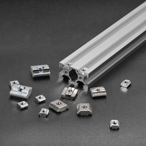 T Nuts 15pcs Nickel Plated Carbon Steel T Slot Bolts 4545 Series M6 Hammer Head Fastener Sliding T-Nuts for Aluminum Extrusion Profile (Silver) 4545 M6 15