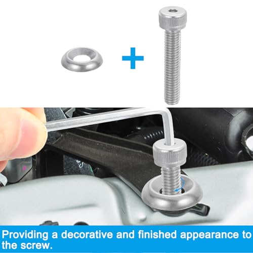 PATIKIL #14 Finish Countersunk Washer, 100pcs 304 Stainless Steel Flat Cup Head Screw Gasket Bolt for Mechanical Accessories Parts DIY Models, Black 100