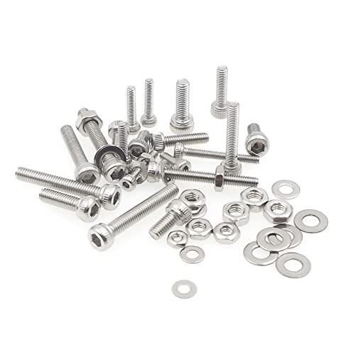 630PCS M2-M3 304 SS Knurled Socket Head Cap Screw Nut & Washer Kit M2M2.5M3