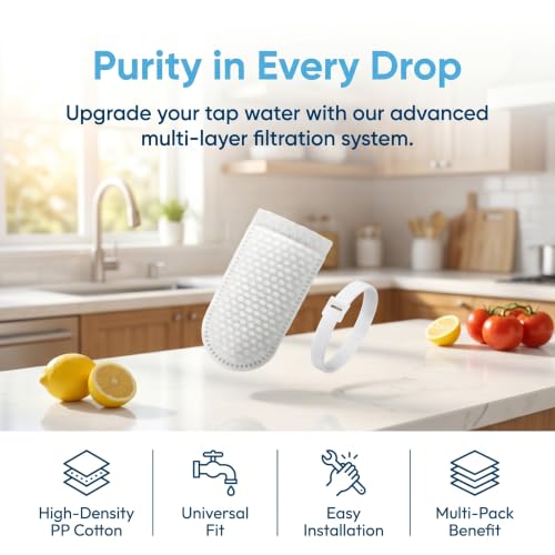 200PCS High Density Faucet Filter Cotton Bag, Universal Anti‑Splash Tap Water Filter Bag with Sediment Barrier, Fine Fiber Mesh Purifier for Kitchen Bathroom Sink Faucets 200PCS