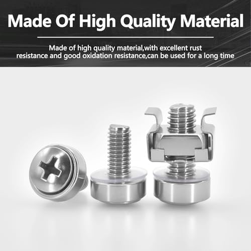 50 Sets M6 Rack Screws Cage Nuts Kit,Cage Nut Mounting Screw Bolts Washers Metric Square Hole Hardware for Rack Mount Server Shelves Cabinets Assortment Kit 304 Stainless Steel M6X20 White M6X20-50Set