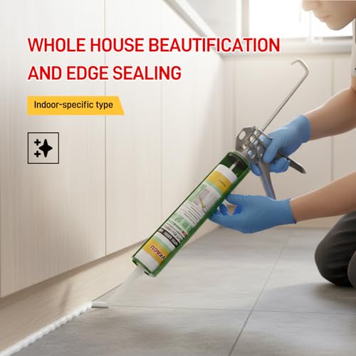 VGS66 White Paintable Acrylic Caulk, 100% Waterproof Flexible Beauty Sealant, Shrink & Crack Proof, Trim & Baseboard Edge Finishing, Multipurpose Indoor Household Sealant, 10.2 FL OZ 1 Pack VGS66-White