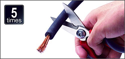 Ascend Tools Multipurpose Electrician's Shears 5-1/2 inch - High Carbon Steel Serrated Blade, Cut/Strip Electrical Wire, Wire Cutting Notch, Crimp Terminals, Clean/file Electrical Boxes