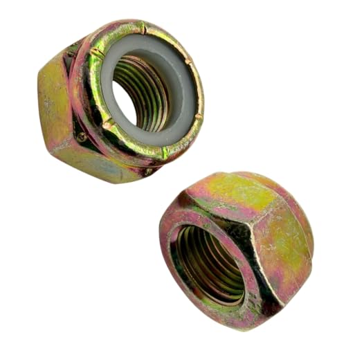 9/16"-18 Grade N8 Nylon Lock Nuts (8 Pack) – Heavy Duty Yellow Zinc Fine Thread Locking Fasteners, Vibration Resistant for Grade 8 Hardware