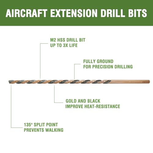 3/8 x 18 Inch Long Drill Bit M2 High Speed Steel Drilling for Wood and Metal, with 13 Inch Flute 3/8" x 18"