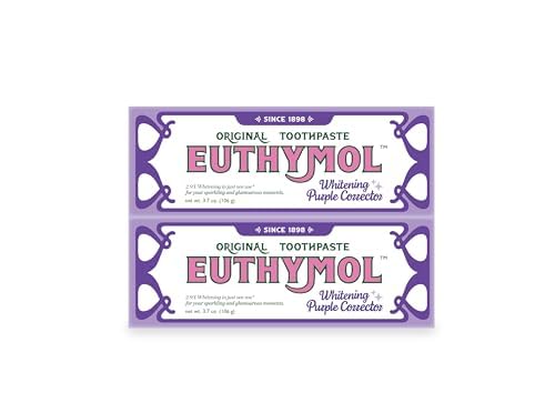 Euthymol Purple Whitening Toothpaste – for Yellow & Sensitive Teeth | Violet Tone-Up Formula, Instantly Brightens, 24H Stain Defense, Long-Lasting Fresh Breath (Pack of 2) 3.7 Ounce (Pack of 2)