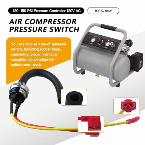 2025 Upgraded Air Pressure Switch Air Compressor 120-150 PSI Pressure Switch 120V AC for N003306SV N003307SV