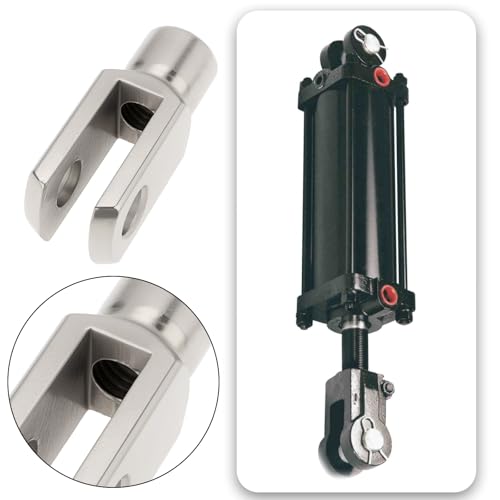 8pcs M8x1.25 Right Hand Thread Clevis Fork End Long Joint Zinc Plated Steel Joint for Agricultural Construction Hydraulic Systems 8