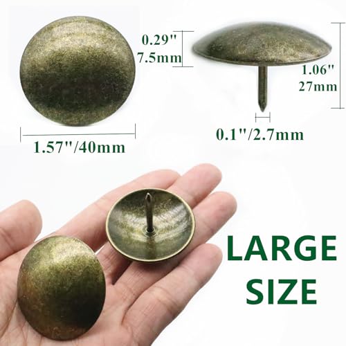 20pcs 1.5 inch Large Clavos Decorative Nails, Antique Clavos Round Head Iron Fasteners Rustic for Farmhouse Ornamental Wood Doors Shutters Gates Furniture (Antique Bronze) 1.5inch -20pcs Smooth Antique Bronze