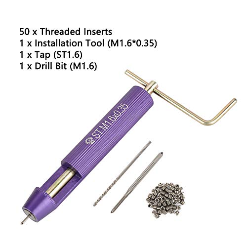 Tyenaza Thread Repair Insert, M1.6×0.35×2D Thread Repair Installation Kit Stainless Steel Helicoil Type Set 50pcs Stainless Steel Coiled Wire Helical Screw Thread Inserts