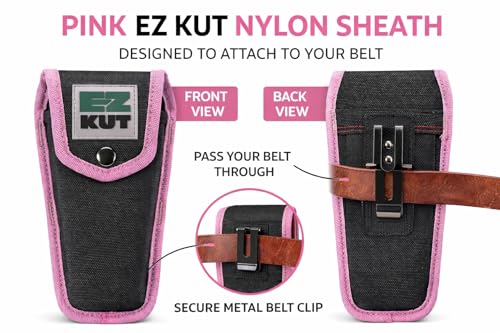 EZ Kut Original Ratcheting Pruner Sheath, 8.5 Inches, Made from Molded Ballistic Nylon, Black and Pink