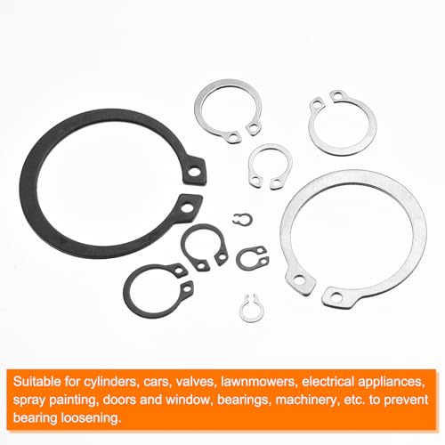 uxcell 30 Pcs External Retaining Rings, 41.1mm 65Mn Carbon Steel, External Circlip Snap Rings Round Wire Snap Rings for Valves Electrical Appliances, Silver