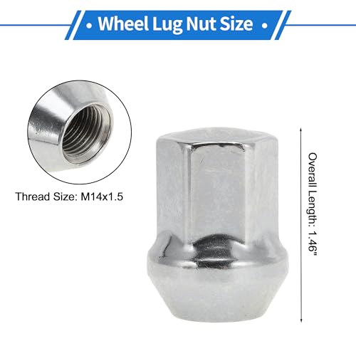 5 Pcs M14x1.5 Lug Nuts for Land Rover Discovery Sport 2015-2021 Alloy Steel Wheel Lug Nuts No.T4A2670/LR001381/9G911K024AA Silver Tone