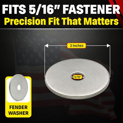 Stainless Fender Washers - Extra Thick ID 2" OD 1/8" Thick 5/16" x 2" 5 Pack