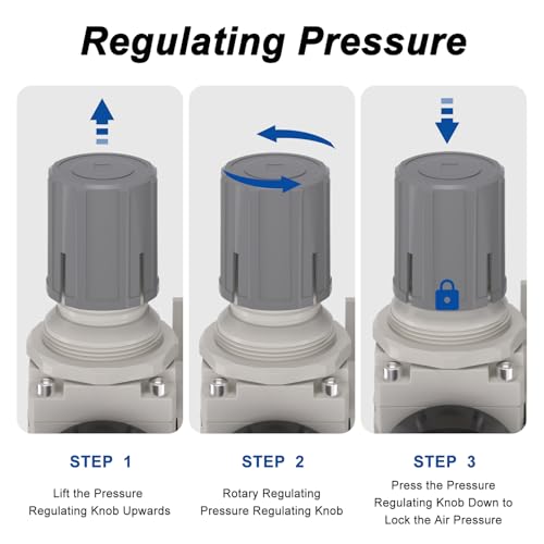 AIRZOE 1/4" NPT Air Filter Regulator Lubricator Combo AC2010-02D 1/4"NPT Auto Drain / White / Metal Coupler