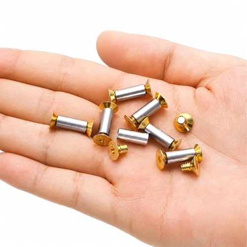 ZENFUN Set of 20 Handle Screws Rivets Bolts Fasteners, Gold Hex Flat Head Screws for Blade Fixing & DIY, M4 Alloy Steel Fastener Compatible with Blade Repair