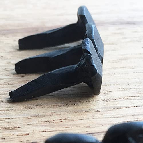 (1 lb) 5/8" Wrought Rose Head Clavos Nail – Antique Black Forged Iron Faceted Head – Decorative Accent for Cabin, Shutter, Barn Door, Furniture & Rustic Restoration - Approx 275 nails