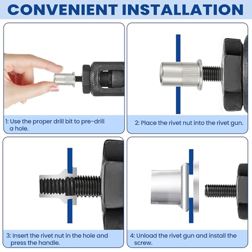 230Pcs Rivet Nut Assortment Kit,Stainless Steel Rivet Nuts M3M4M5M6M8M10 Metric Kit-230pcs