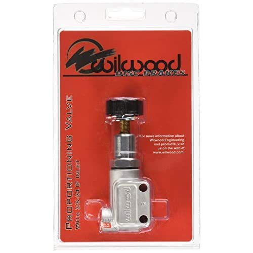 Wilwood Proportioning Valve, 3/8-24 in Inverted Flare Female Inlet, 3/8-24 in Inverted Flare Female Outlet, Adjustable 100-1000 psi, Knob Type, Aluminum, Each, Natural
