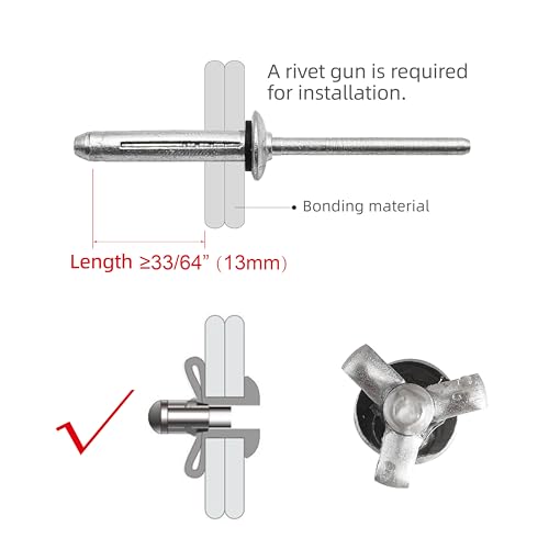 50Pcs Tri-Fold Blind Rivets with Sealing Washer O-Ring, 1/4"x1-3/64" 1/4"x1-3/64"