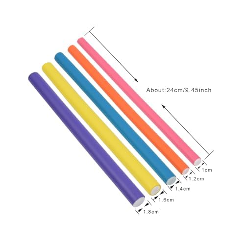 30 Pieces Flexi Curling Rods 9.45 Inch Bendy Foam Curler Rollers No Heat Hair Curlers for Medium and Long Hair Sleeping Overnight (5 Colors) 1 count (Pack of 30)