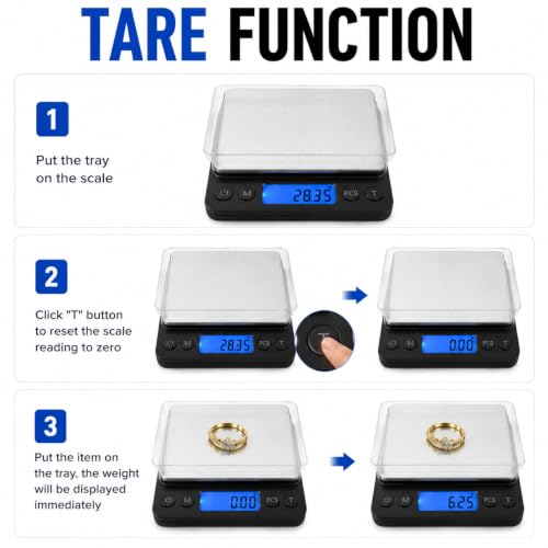 500g x 0.01g High Precision Jewelry Scale, Digital Gold Gram Scale Black