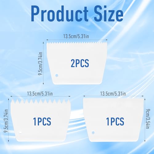 Adhesive Spreader, 4 Pcs Notched Glue Spreader Kits Plastic Notched Trowel 0.5"/1" Tooth Reusable for Glue Epoxy Resin Putty Hardwood Flooring (White)