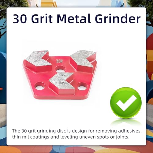 Flylin 3Pcs Trapezoid Diamond Grinding Disc 30 Grit, 3 Arrow Teeth-Red 3 Arrow Teeth--Red