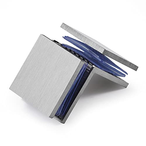 Ranbo 90 Degree Glass to Glass Fixed Panel Clamp, Brushed Nickel, 2 Pack Straight Edge 90°glass to glass