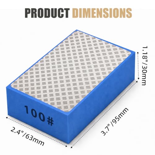 6PCS Diamond Hand Sanding Blocks Polishing Pads, 60# 120# 240# 400# 800# 1000# Grit for Tile Ceramic Glass Pottery 6PCS-60-120-240-400-800-1000#