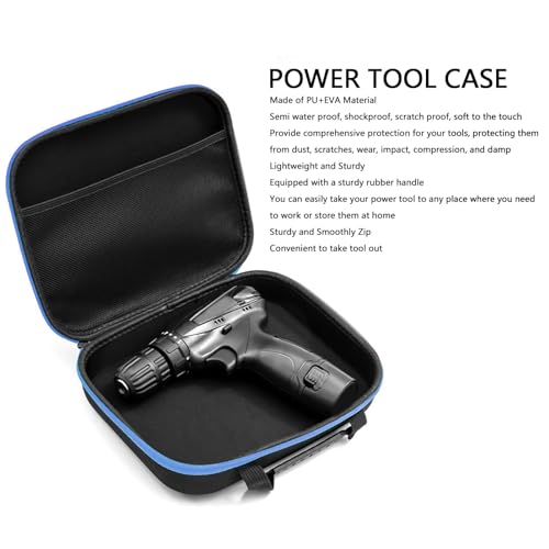 Hard EVA Tool Case Portable Tool Carrying Storage Bag for Cordless Drill Electric Scissors Light Blue Strip