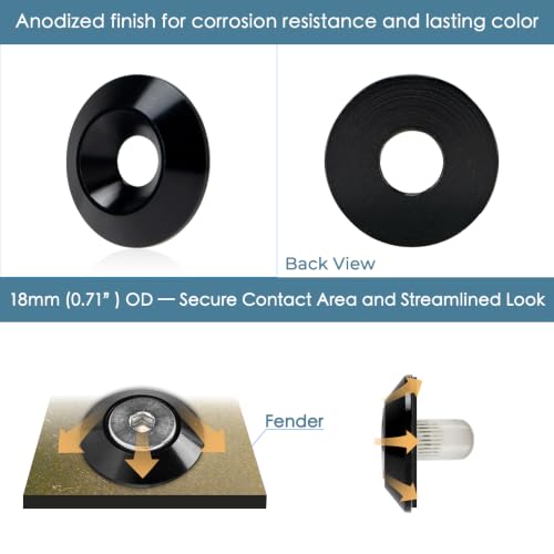 M6 Black Anodized Aluminum Washer Fender Flare Hardware Kit 48