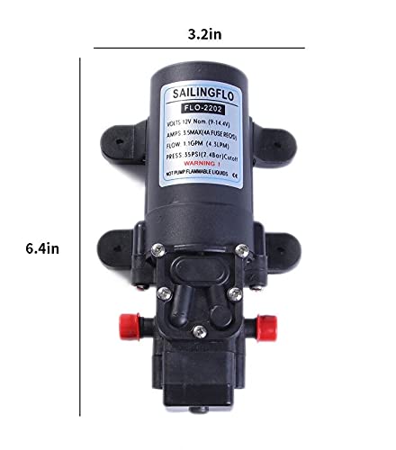 12V Pressure Diaphragm Pump with 360° Spin Faucet/Tap and Pressure Switch for Boat/Caravan Motorhome,1.1GPM 35 PSI On Demand Water Pump 35 PSI with faucet
