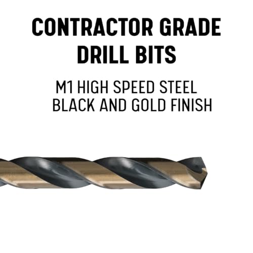Drill America 1-1/2" Reduced Shank High Speed Steel Black & Gold Contractor Drill Bit with 3-Flat 1/2" Shank, KFD3F Series 1-1/2"