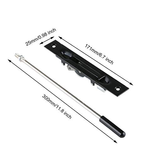 TOGU 2 Pack Solid Lever Extension Flush Bolt Latch Slide Bolt Lock in 6" 8" 10" 12",Concealed Security Door Lock for French Doors,Composite Doors,Wood Doors,Double Doors,Matte Black Finish-12" 12 inch-2pcs