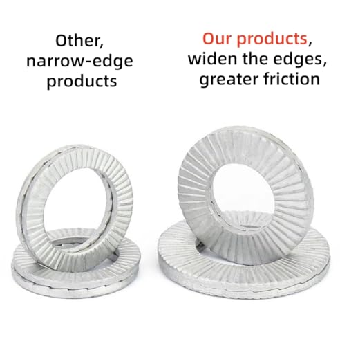 Double Layer self-Locking washers Anti-Loosening Washers Belleville Washers Vibration-Resistant Locking Fasteners for Automotive, Industrial Machinery, Construction Equipment & Maintenance (1/2,5) 1/2" 5