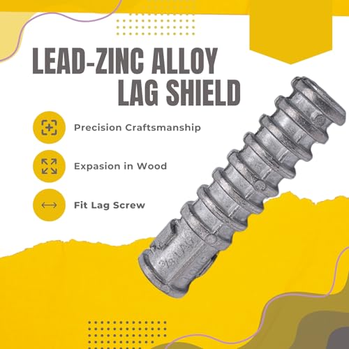 Party Animal 1/4 x 1 Lag Shield 30PCS Expansion Shield Anchors Long Zinc Alloy Expansion Bolts Concrete Anchors Lag Screws Masonry Anchors Hole 1/4x1" 30