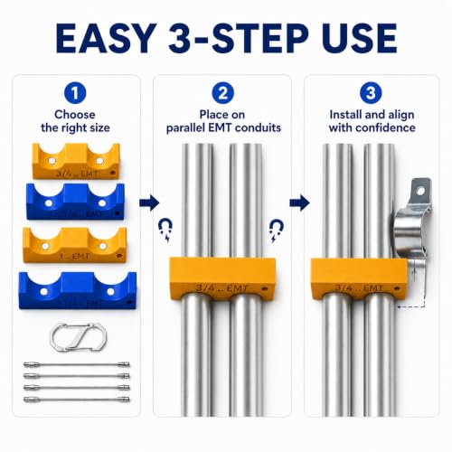 Magnetic Conduit Spacer Set, 4-Piece EMT Pipe Spacing Tool for Electricians