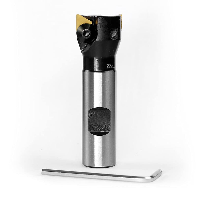 OSCARBIDE 1" Indexable End Mill 3/4" Shank 3-1/4" Length 2 Flutes TP22 | 2 TPCN1103PDTR TiN Coated Inserts | Square Shoulder Milling | For Steel & Cast Iron | Rigid Steel Body | Smooth & Durable