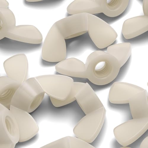 50x Natural Nylon Plastic Butterfly Wing Nuts M8, Thumb Nuts