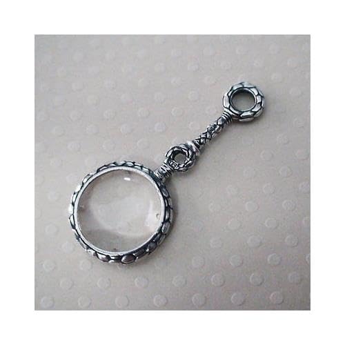 FashionJunkie4Life Sterling Silver and Bronze Pendant Charms for Necklaces Magnifying Glass